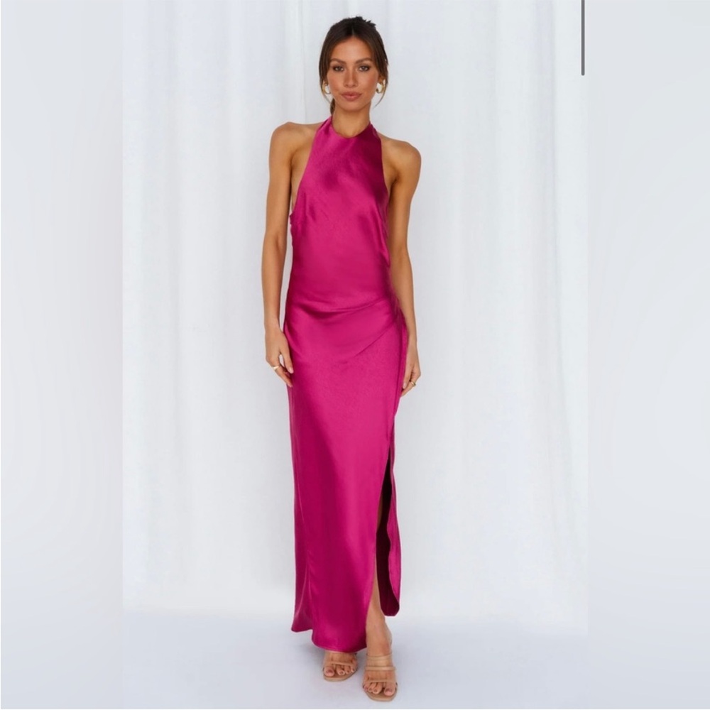 Hello Molly Fuchsia Halter Maxi Dress